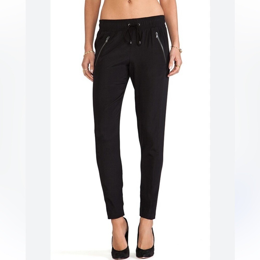 David Lerner XS Black Casual Pants‎ Randall Pants Adjustable Waist Silk Spandex